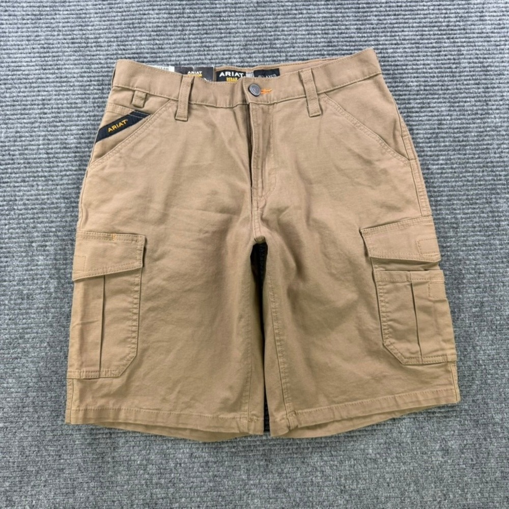 NEW Ariat Rebar M4 Relaxed Fit Cargo Work Shorts Mens 29 Khaki Tan DuraStretch